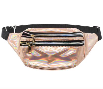 Waterproof Holographic Fanny Pack Shiny Waist Pack Luminous Waist Bag