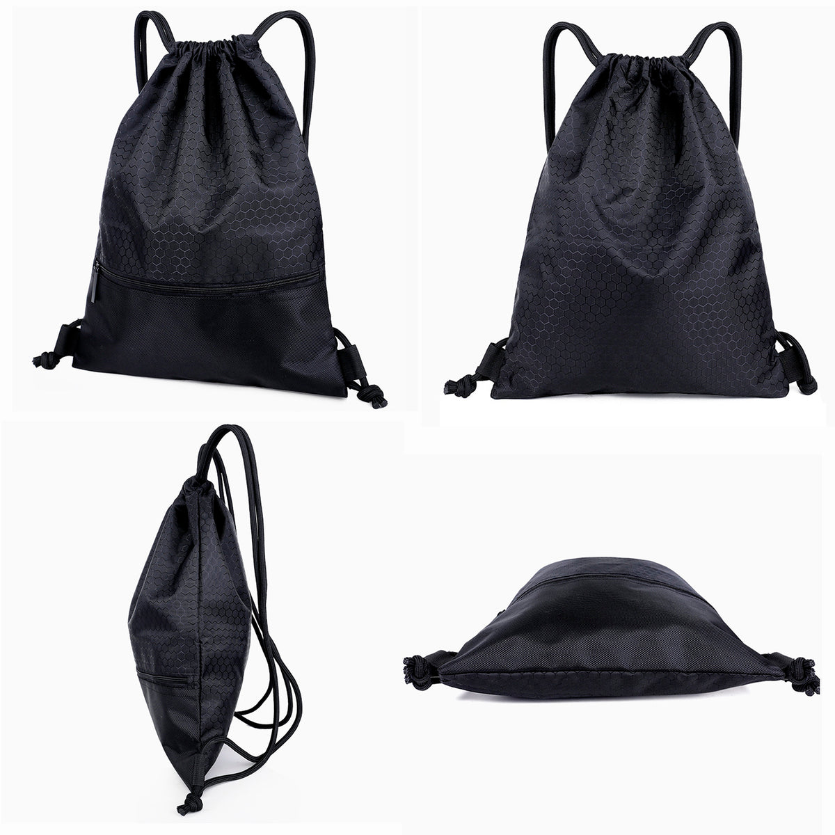 Waterproof Draw String Back Sack with Zip Pocket-Size S