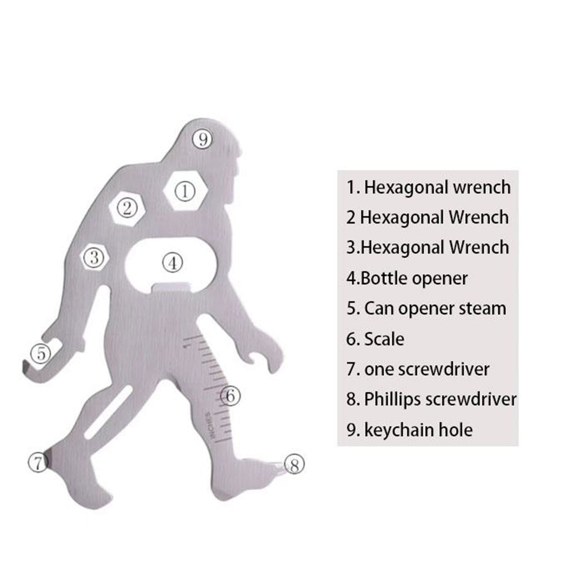 9" 1 Stainless Steel Primitive Man Shape Multitool Card