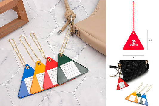 Triangle Shape PU Leather Luggage Tag Personalizable Travel ID Tag