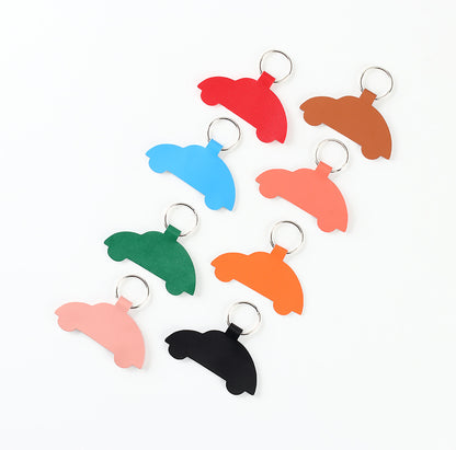 House Shape Leather Key Tag Keychain