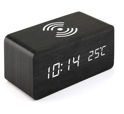 Wooden Clock w/Wireless Charger