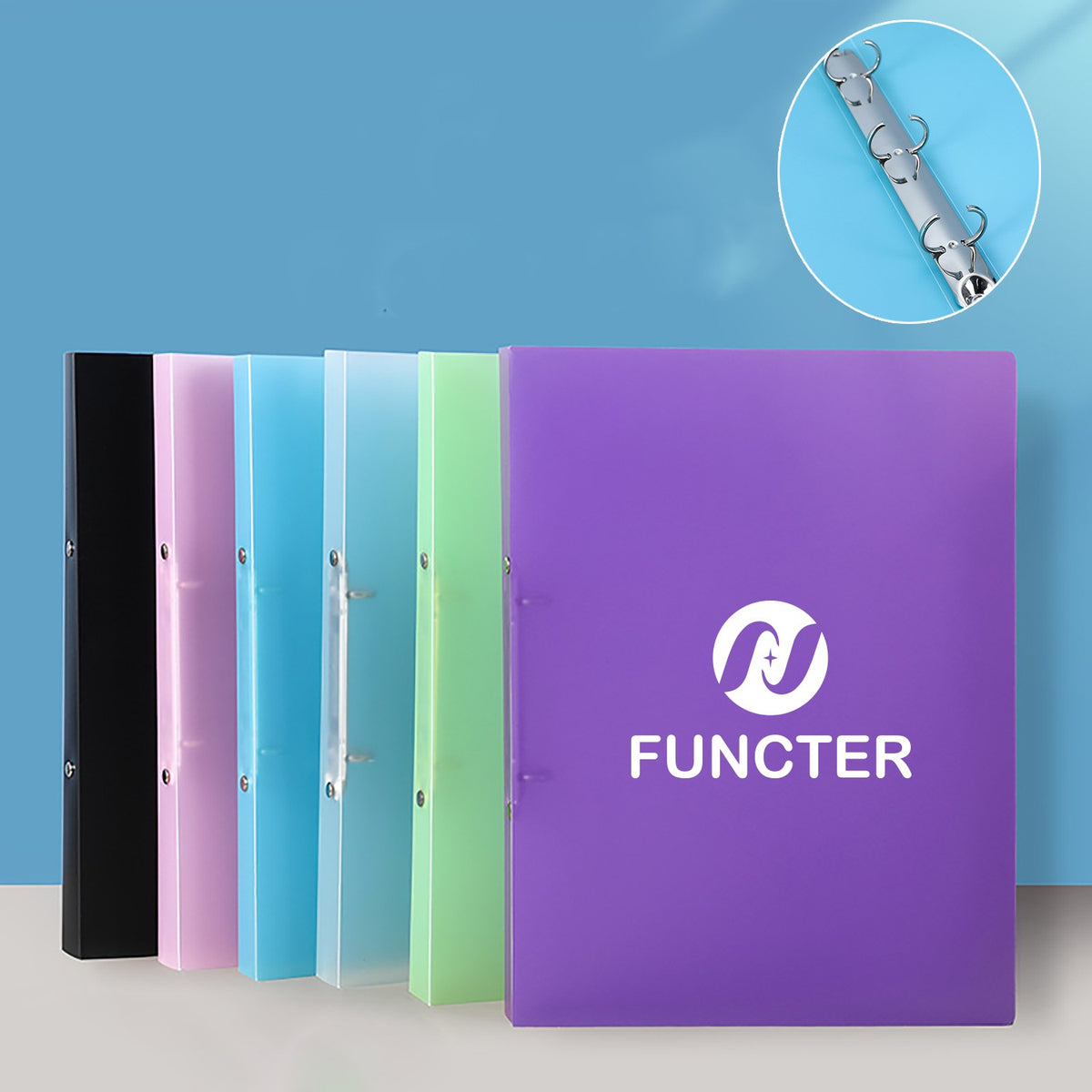 A4 Plastic 3-Ring Binder Document Organizer Folder Rounded Rings Binder
