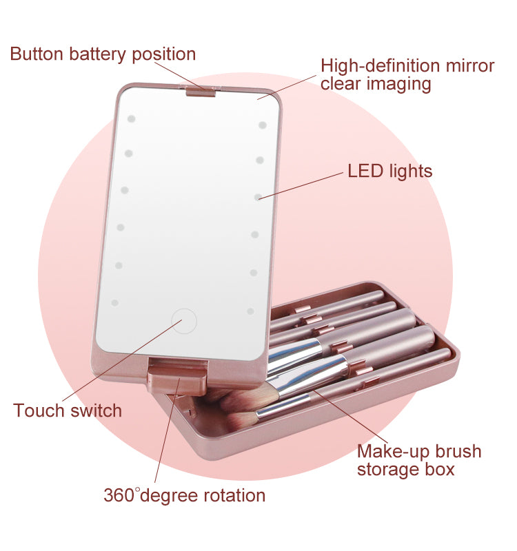 Portable Folding LED Make-up Mirror Box