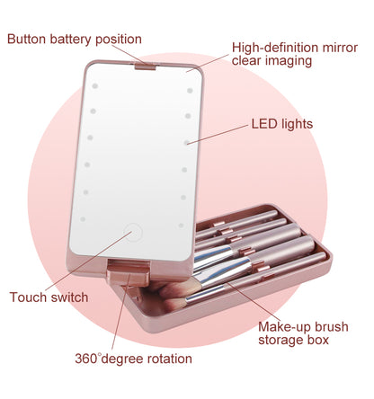 Portable Folding LED Make-up Mirror Box