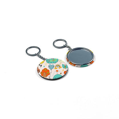 Full Color Button Mirror Keychain 2.3 x 2.3"