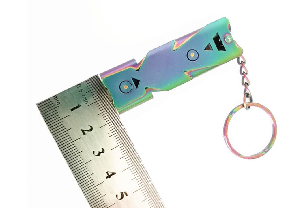 Dual Frequency Stainless Steel Whistle Keychain - High Decibel Emergency Survival Tool