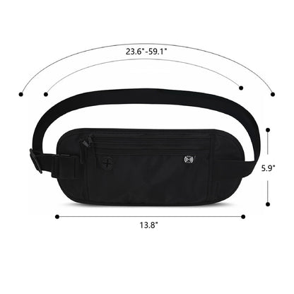 Lightweight Waterproof Waist Pouch Slim Belt Bag with 2 Pockets Waistband Bag Fanny Pack