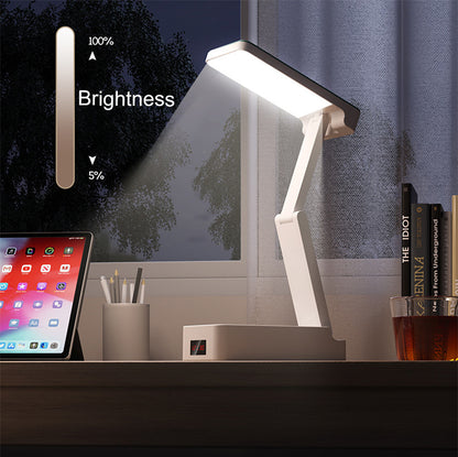 Eye Caring Dimmable Desk Lamp Time Display Foldable Night Light For Home Office With Power Bank