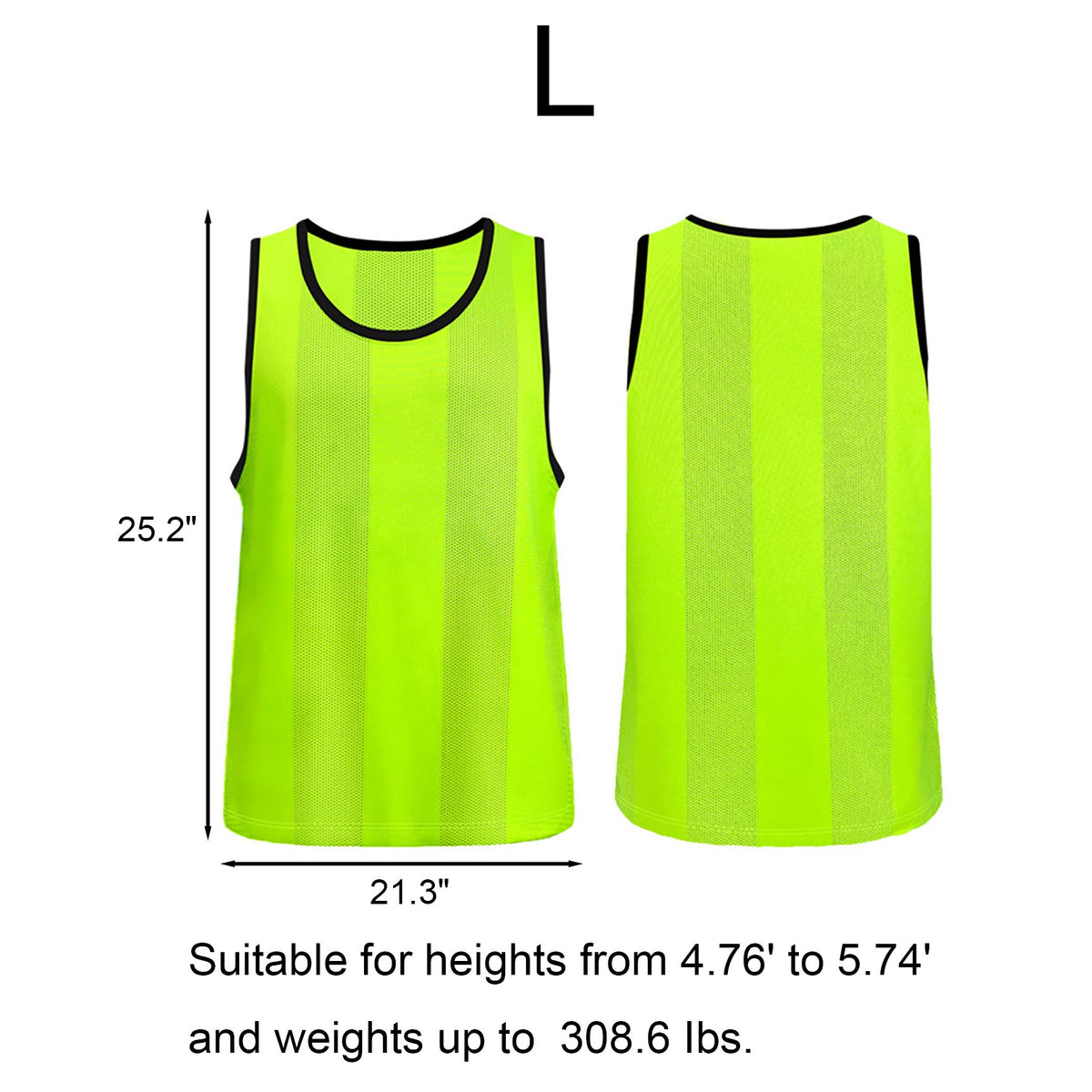 Adult Mesh Stripe Basketball Jersey Team Practice Vests - Size L