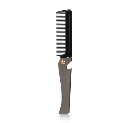 Stainless Steel Folding Comb Folding Beard Comb Dark Grey