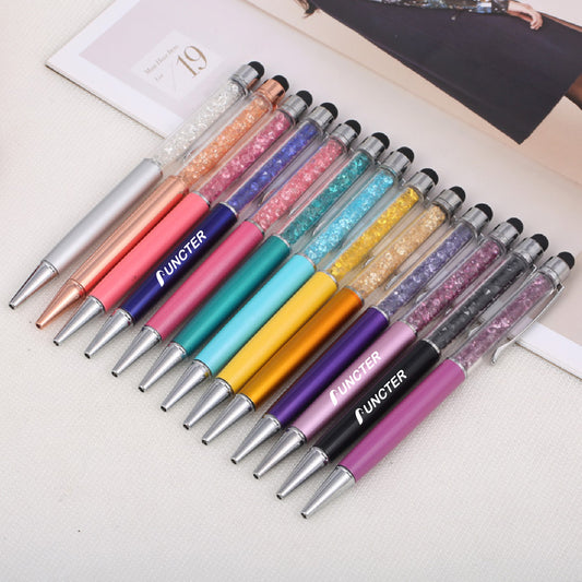Glitter Crystal Ballpoint Pens with Stylus Top Twist Ballpoint Pen Medium Point Dynamic Crystal Pen