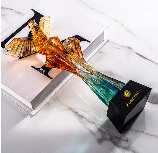 Eagle Shaped Resin Trophies w/A Black Crystal Base