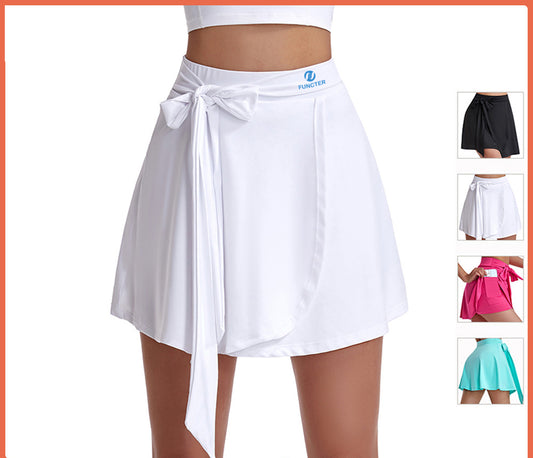 Women's Lace-up High Waisted Bowknot Tennis Golf Skorts w/Pockets
