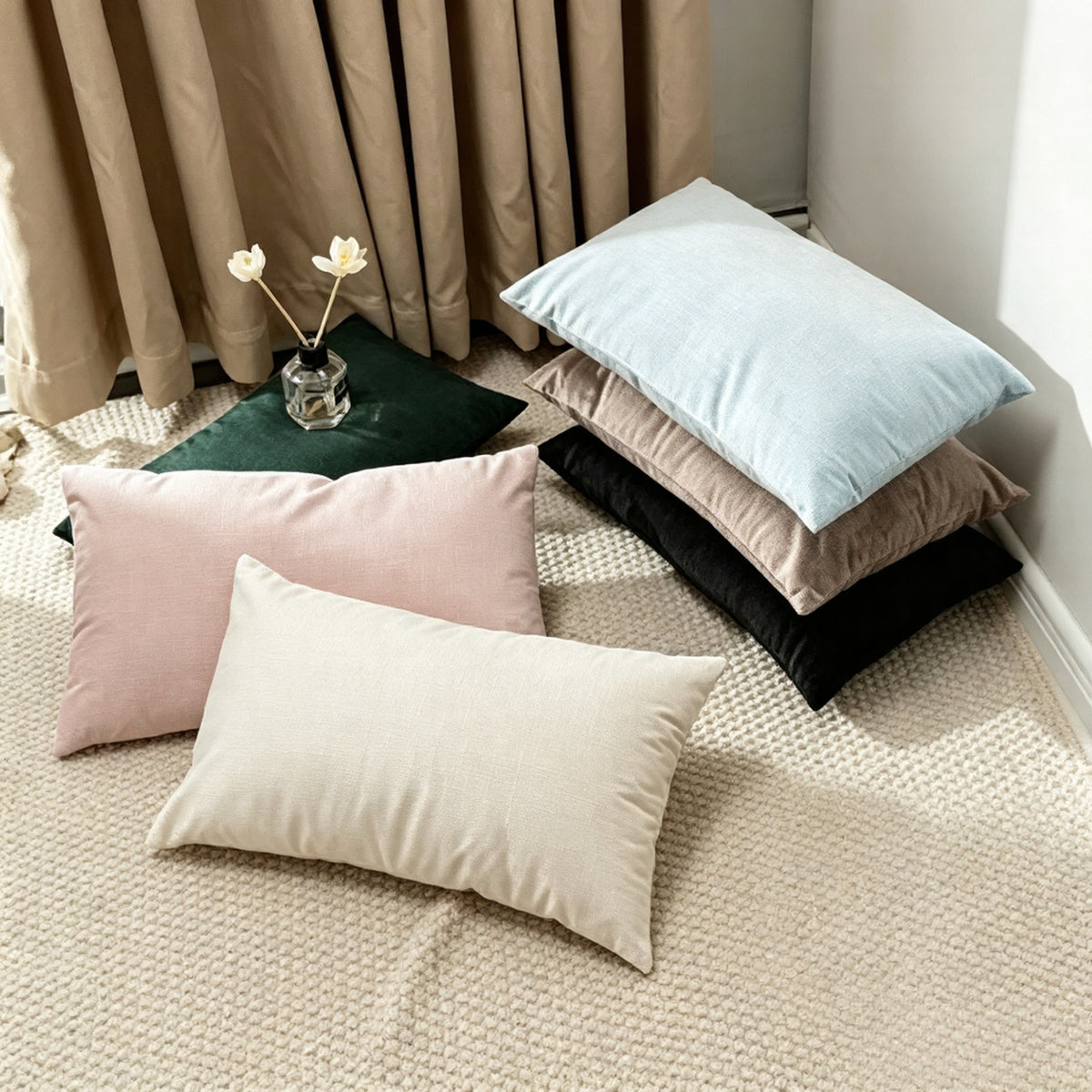 Plush Polyfill Lumbar Pillow W/ Pillowcase 18" x 10"