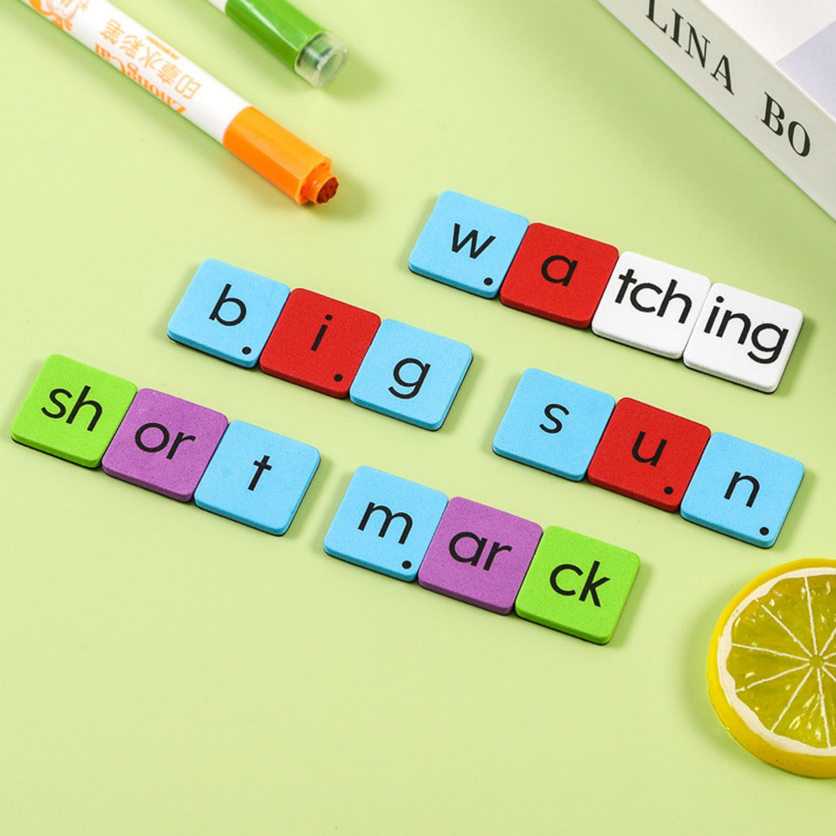 Custom 50 pcs Magnetic Letter Tiles Phonics magnets for Phonics and Spelling