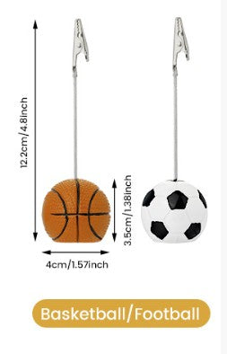 Sports Ball Base Photo Clip - Metal Alligator Clip For Notes, Photos Home Office Decor