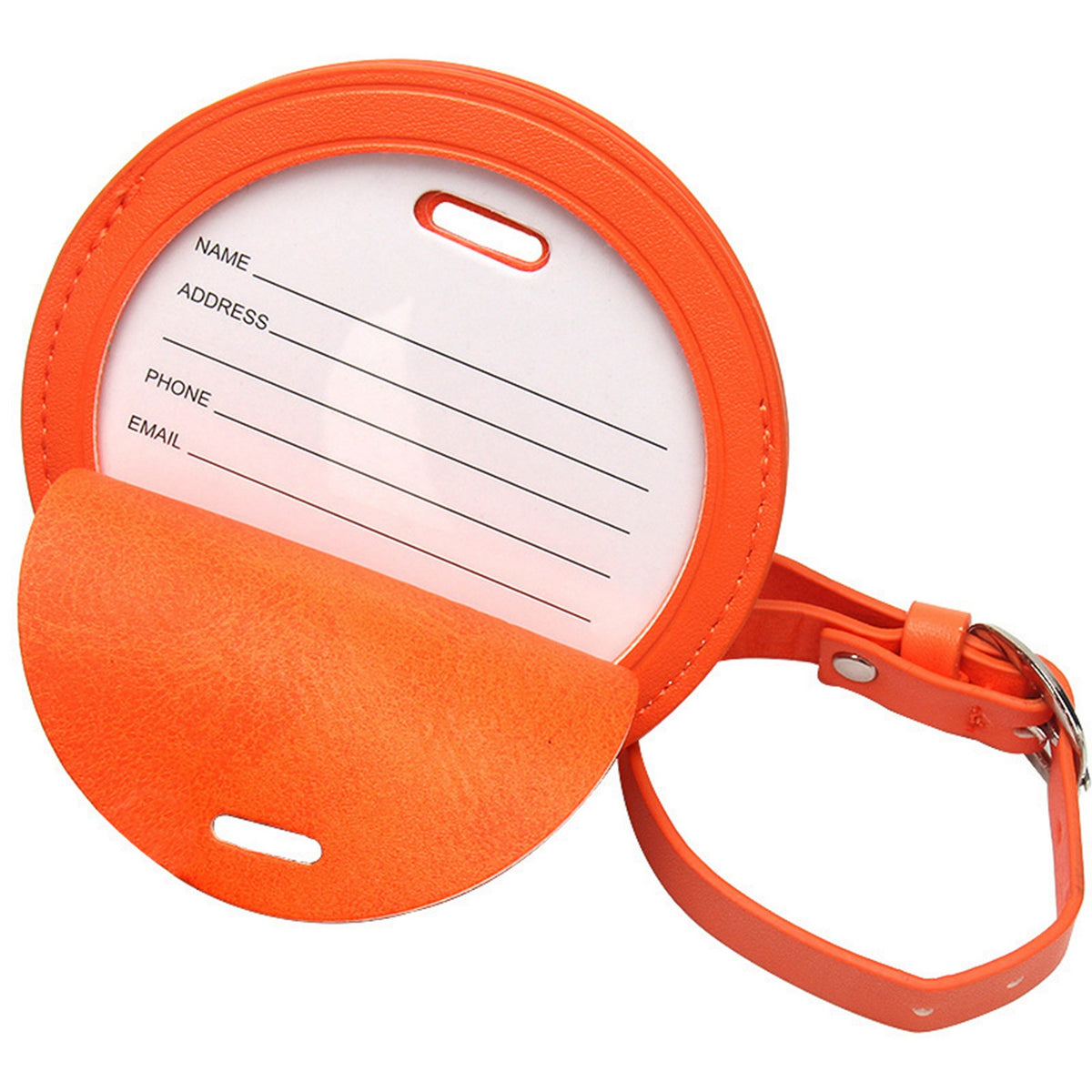 Premium PU Leather Round Luggage Tag Privacy Suitcase Tag