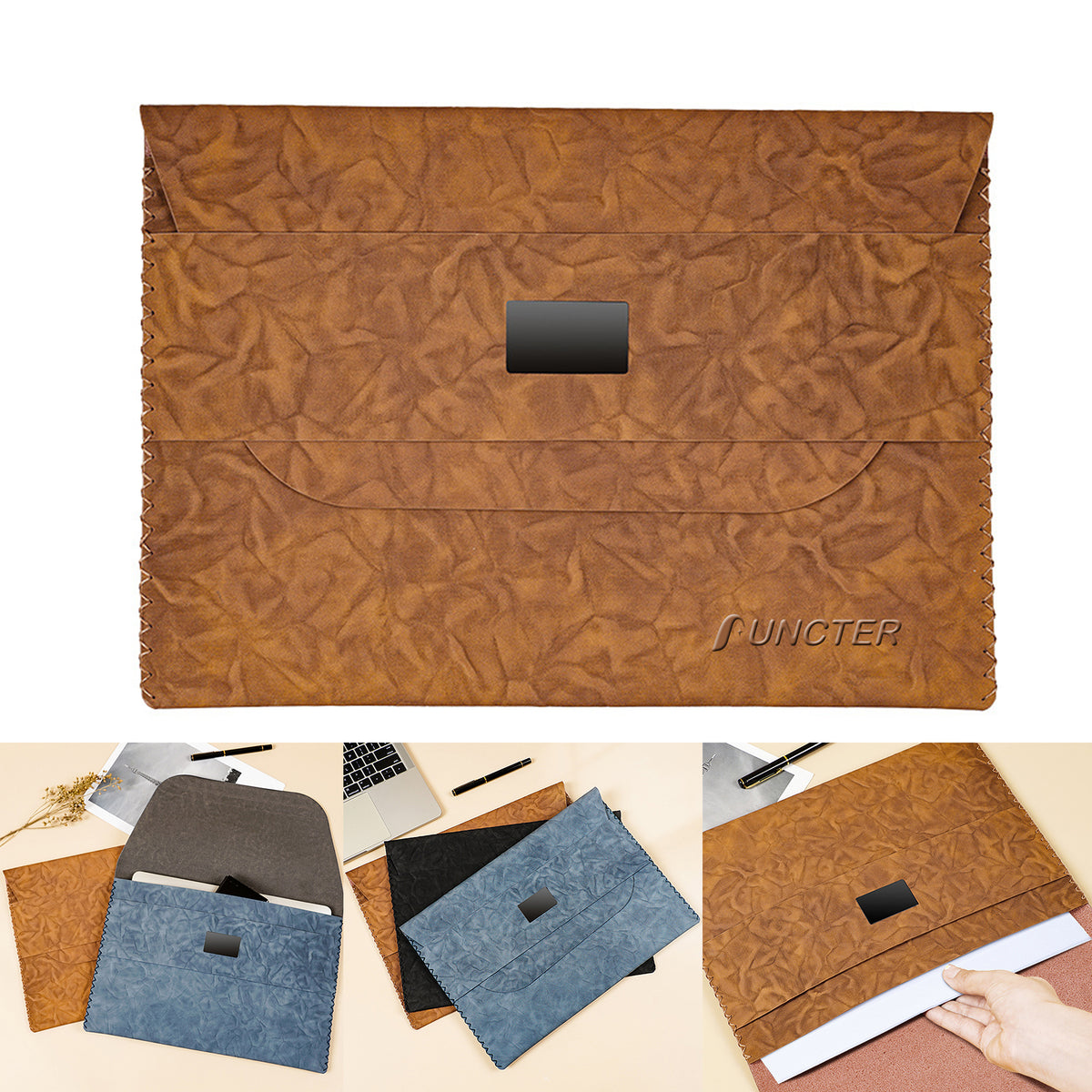 Premium Faux Leather A4 Envelope File Organiser Document Bags