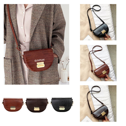 Women's Mini Alligator Print Crossbody Flap Closure PU Leather Shoulder Bag W/Adjustable Strap