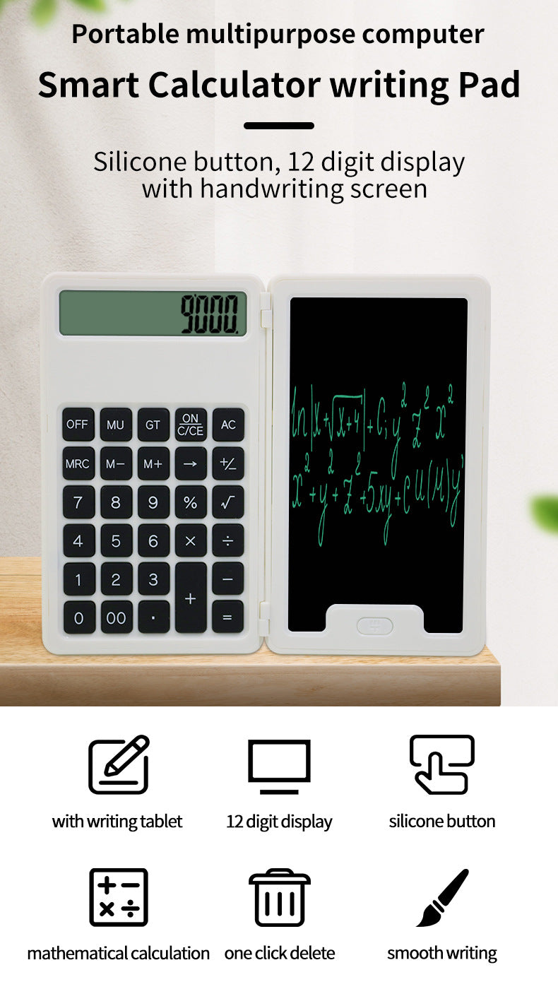 3" 1 Mini Intelligent Folding Portable Scientific Function Calculator with LCD Writing Notepad