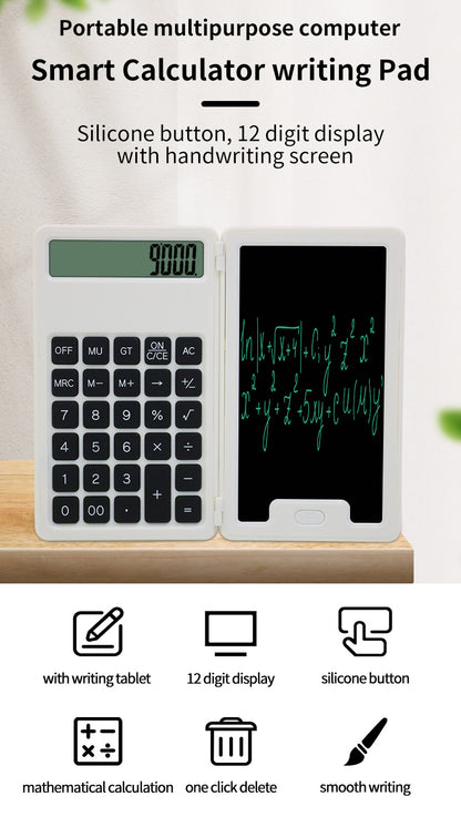 3" 1 Mini Intelligent Folding Portable Scientific Function Calculator with LCD Writing Notepad