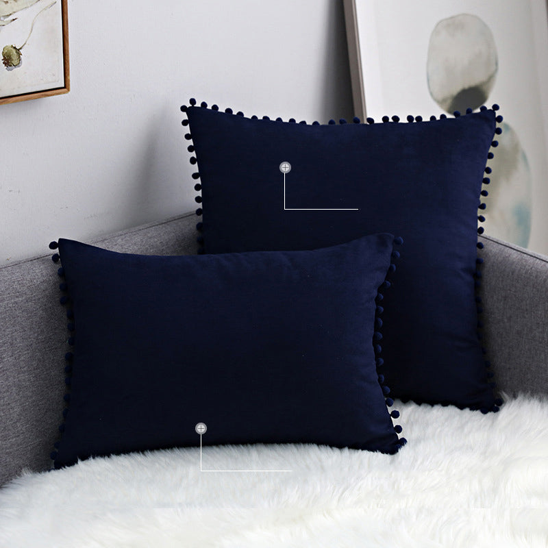 15 x 8" Pompoms Pillowcase Velvet Ball Tassel Trimmed Pillowshams Pompom Fringe Cute Pillowcase
