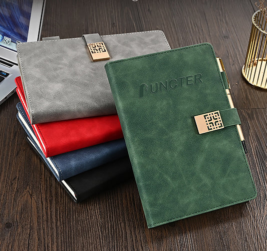PU Leather A5 Notepad W/Pen Holder
