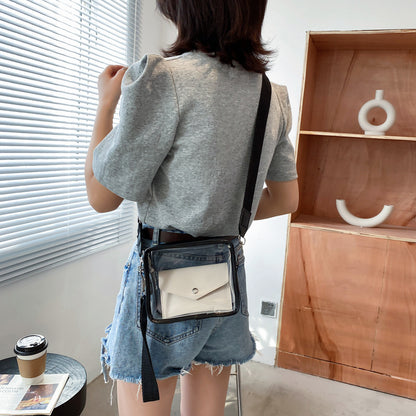 PVC Transparent Crossbody Bag Single Shoulder Bag W/One Separate Pouch