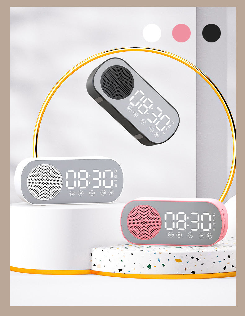 2000 mAh Digital LED Mirror Radio Alarm Clock Wireless Speaker