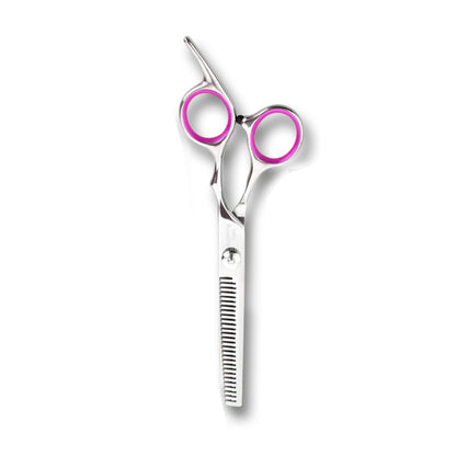 6'' Stainless Steel Tooth Scissors Hair Hairdressing w/Finger Rest(Blue & Pink)