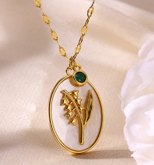 Gold Plated Iris Flower Necklace, Three-Dimensional Floral Necklace