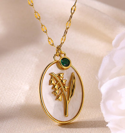 Gold Plated Iris Flower Necklace, Three-Dimensional Floral Necklace