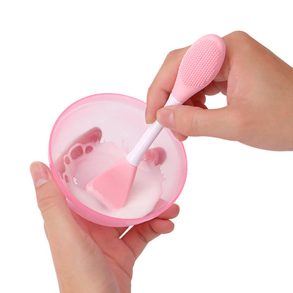 Plastic Handle Silicone Face Mask Dual Sides Brush Shovel Shape for Mud, Clay, Mixed Mask Skin Care