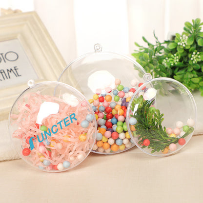 3.5" DIY Acrylic Christmas Ball Flat Ornament Balls Fillable Ornaments