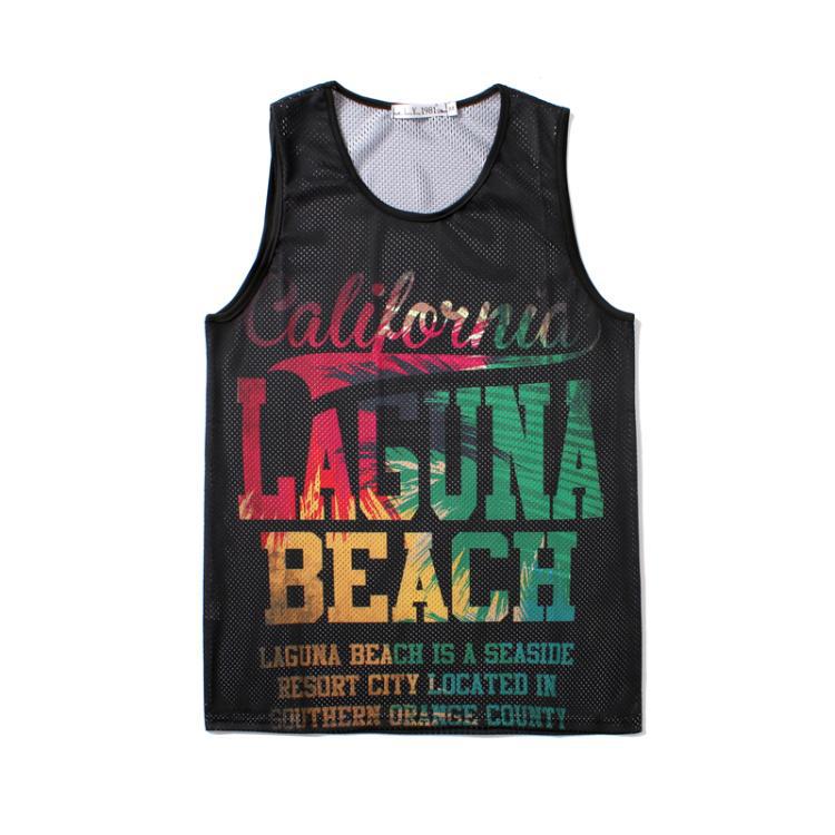 Men's Polyester Beach Vest Tank Top Casual 3D Printed Gym Workout Cool Sleeveless Graphic T-Shirts