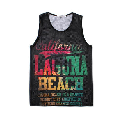 Men's Polyester Beach Vest Tank Top Casual 3D Printed Gym Workout Cool Sleeveless Graphic T-Shirts