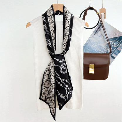 Custom 5.9" x 59" 100% Silk Long Neck Scarf Silk Hair Wrapping