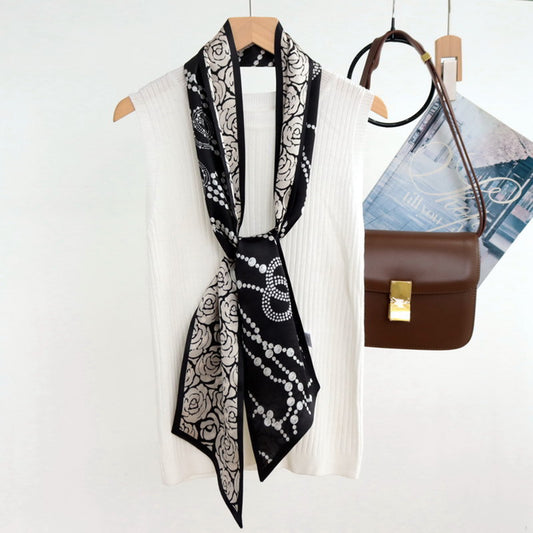 Custom 5.9" x 59" 100% Silk Long Neck Scarf Silk Hair Wrapping