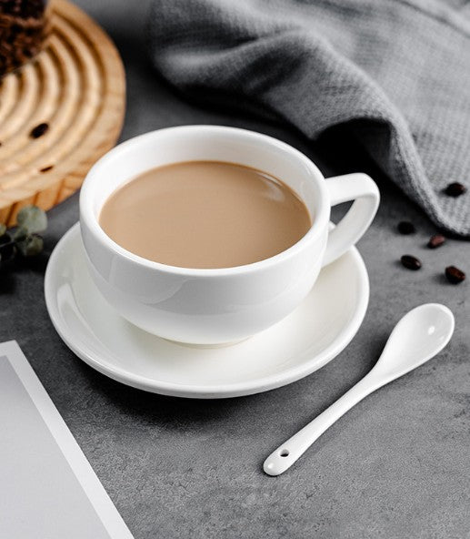 75ML Pure White Ceramic Espresso Cups With Saucer