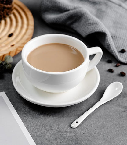 75ML Pure White Ceramic Espresso Cups With Saucer