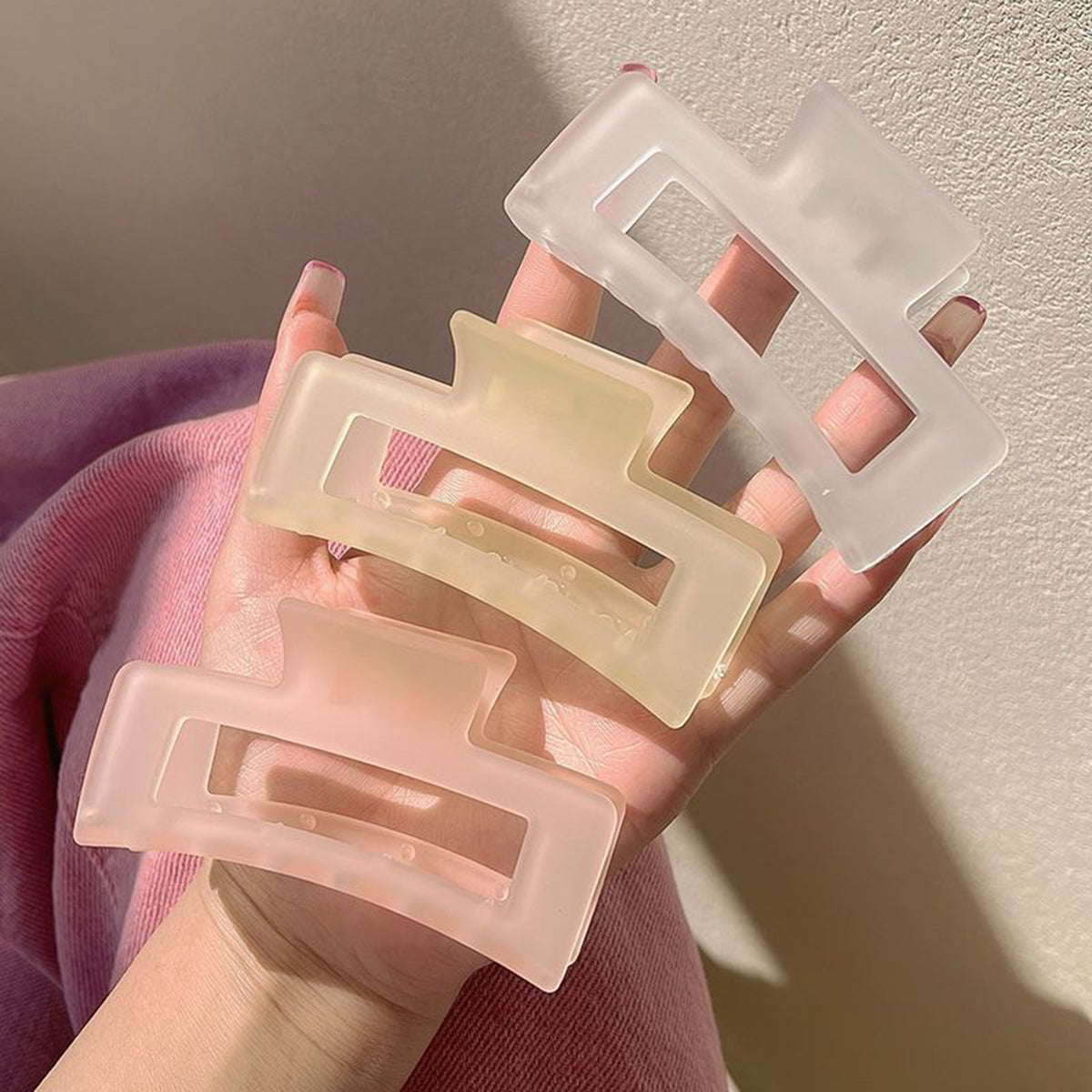 3.35" L Frosted Jelly Hair Clips Square Claw Clip for Women