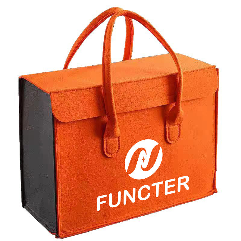 Felt Tote Bag with Lid, Custom Two-Tone Reusable Felt Handbag, 170–190 g Lightweight