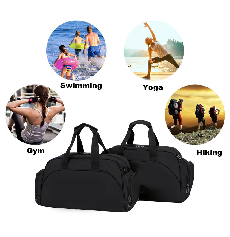 Wet and Dry Separated Nylon Tote Bag Swimming Bag Gym Bag for Beach/Fitness/Travel(Size M)