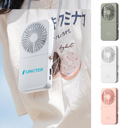 Rechargeable Handheld Mini Fan With Lanyard Adjustable Wind Speed Hanging Fan