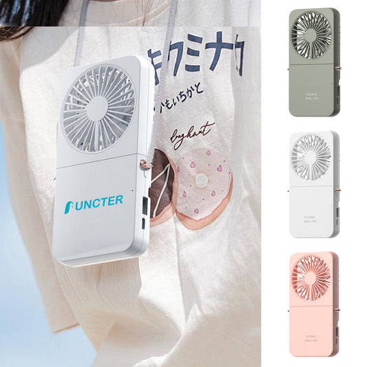 Rechargeable Handheld Mini Fan With Lanyard Adjustable Wind Speed Hanging Fan