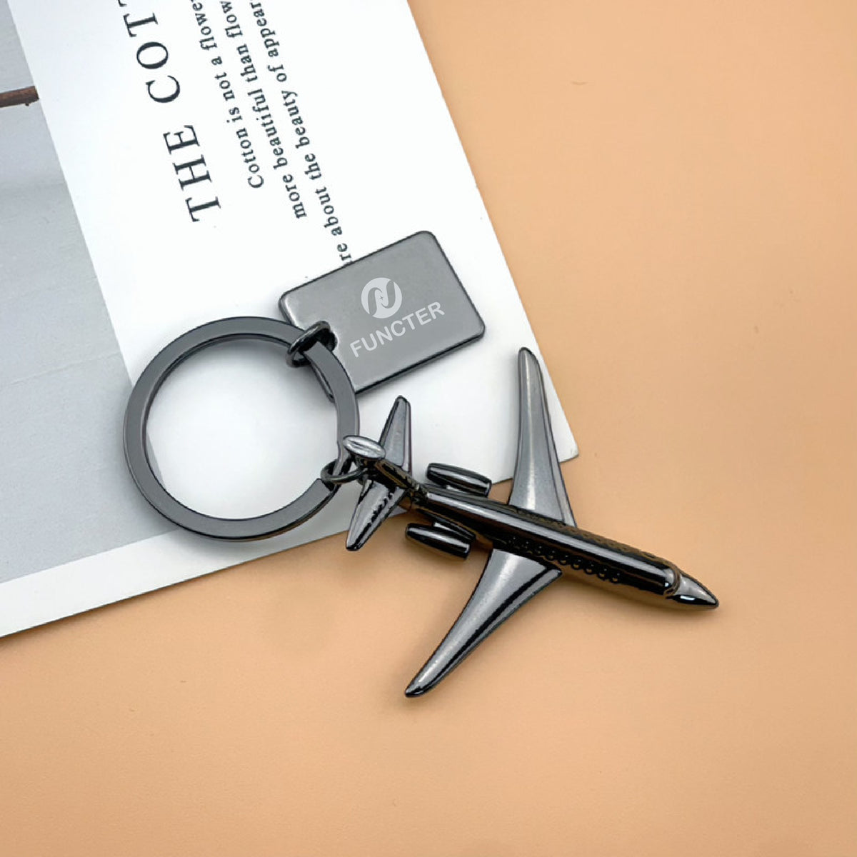 Plane Shaped Key Chain with Mini Data Plate