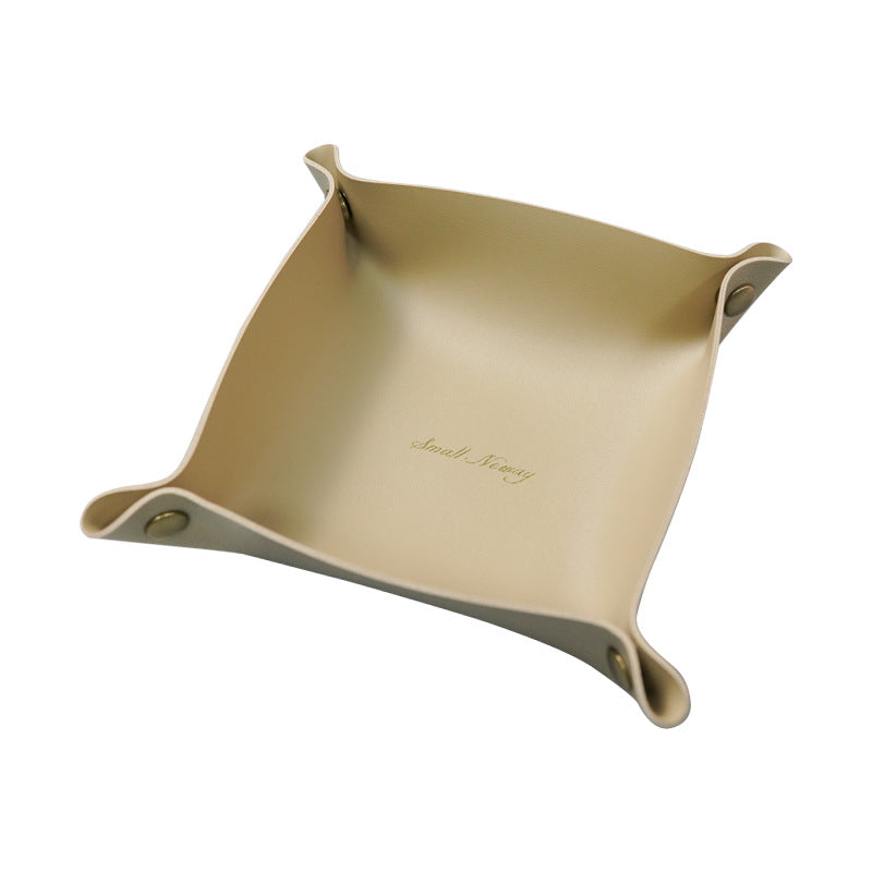 6.7'' x 6.7'' Foldable PVC Leather Desk Sundries Storage Tray