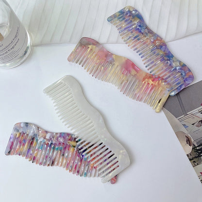 Portable & Elegan Wavy Acetate Comb Travel Hairbrush