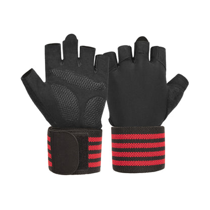 Gym Gloves Weight Lifting Half Finger Gloves for Exercise with Wrist Wraps Full Palm Protection
